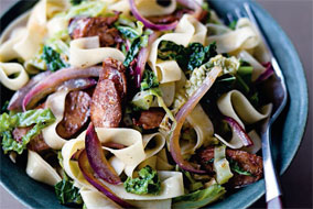 Fresh Linguine With Sausage and Cabbage