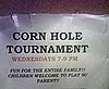 Corn Hole Tournament Sign Says It's Fun for the Entire Family