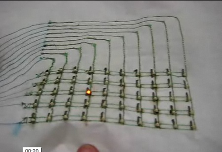 Video Demonstrates Machine Embroidered LED Matrix