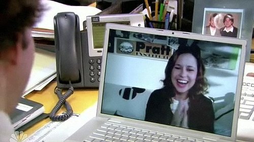 Jim and Pam Using Video Chat on his MacBook Pro on NBC's The Office