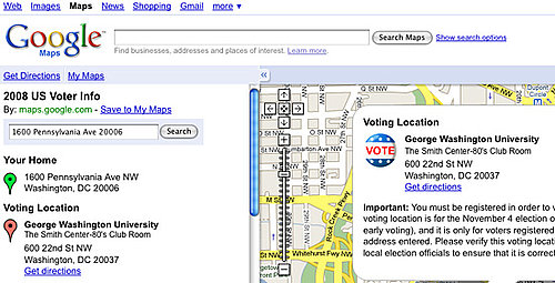 2008 US Voter Info on Google Maps 2008 US Voter Info on Google Maps