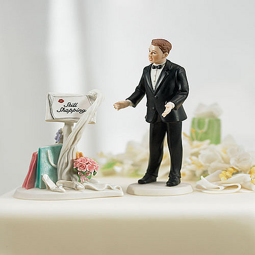 Ladies, do you seriously want this humorously tacky Still Shopping ($48) cake topper? Don't forget this is supposed to be a once in a lifetime thing!
Ladies, do you seriously want this humorously tacky Still Shopping ($48) cake topper? Don't forget this is supposed to be a once in a lifetime thing!