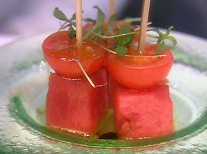 Watermelon Tomato Skewers Watermelon Tomato Skewers