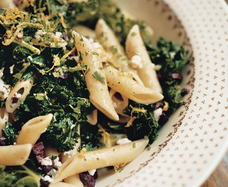Penne With Greens, Olives, and Feta Penne With Greens, Olives, and Feta