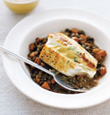 Fast & Easy Dinner: Halibut With Lentils and Mustard Sauce Fast & Easy Dinner: Halibut With Lentils and Mustard Sauce