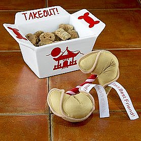 Takeout Dog Bowl or Fortune Cookie Rope Toy ($10)