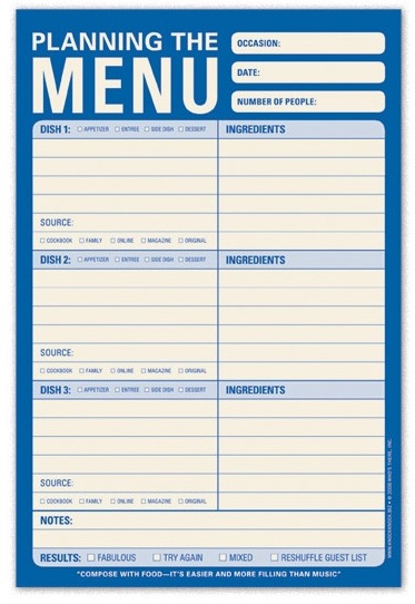 Menu Planning Pad Menu Planning Pad