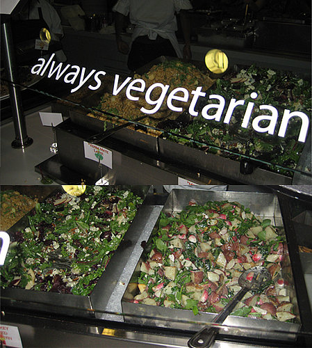 They may be overlooked in other offices, but at Google, vegetarians are never forgotten. The No Name Café features tons of fresh "always vegetarian" food.
They may be overlooked in other offices, but at Google, vegetarians are never forgotten. The No Name Café features tons of fresh "always vegetarian" food.