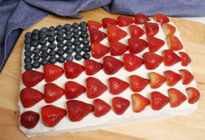 Use a yellow cake mix to make this elegant looking flag cake.
Use a yellow cake mix to make this elegant looking flag cake.