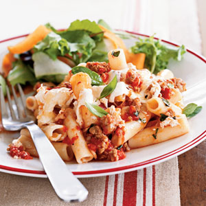 Fast & Easy Dinner: Baked Pasta With Sausage, Tomatoes, and Cheese Fast & Easy Dinner: Baked Pasta With Sausage, Tomatoes, and Cheese