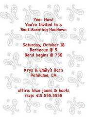 Come Party With Me: Hoedown — Invite Come Party With Me: Hoedown — Invite