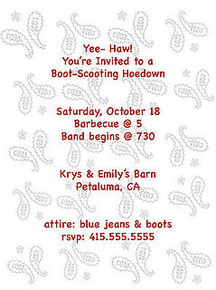 Come Party With Me: Hoedown — Invite