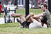 Stretching in the grass