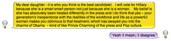 A Mother/Daughter Wedge Issue? One's Pro-Hillary . . . A Mother/Daughter Wedge Issue? One's Pro-Hillary . . .