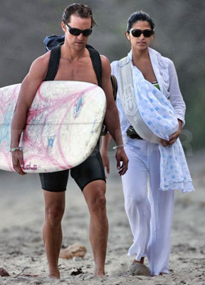 Levi McConaughey arrived in time to check out the waves. Levi McConaughey arrived in time to check out the waves.