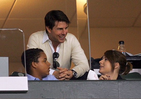 Tom Cruise took Connor and Isabella to see the LA soccer game. Tom Cruise took Connor and Isabella to see the LA soccer game.