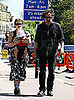 Tim Burton and Helena Bonham Carter Walking With Baby