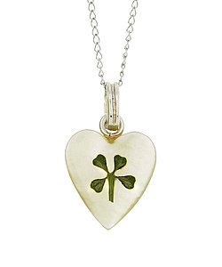 Sterling Silver Four-leaf Clover Heart Necklace : Jewelry from Overstock.com