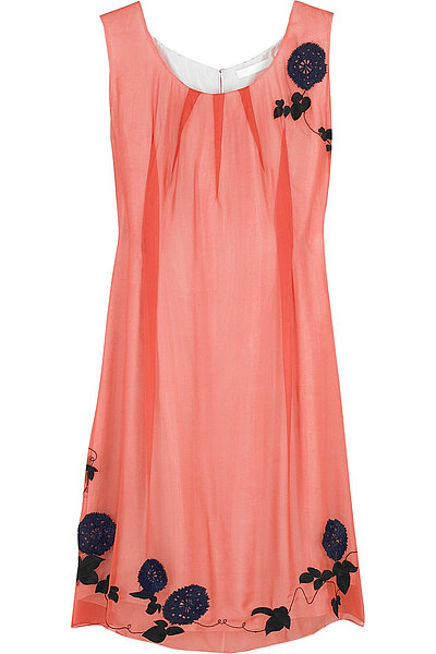  Floral Embroidered Silk Tank Dress 
