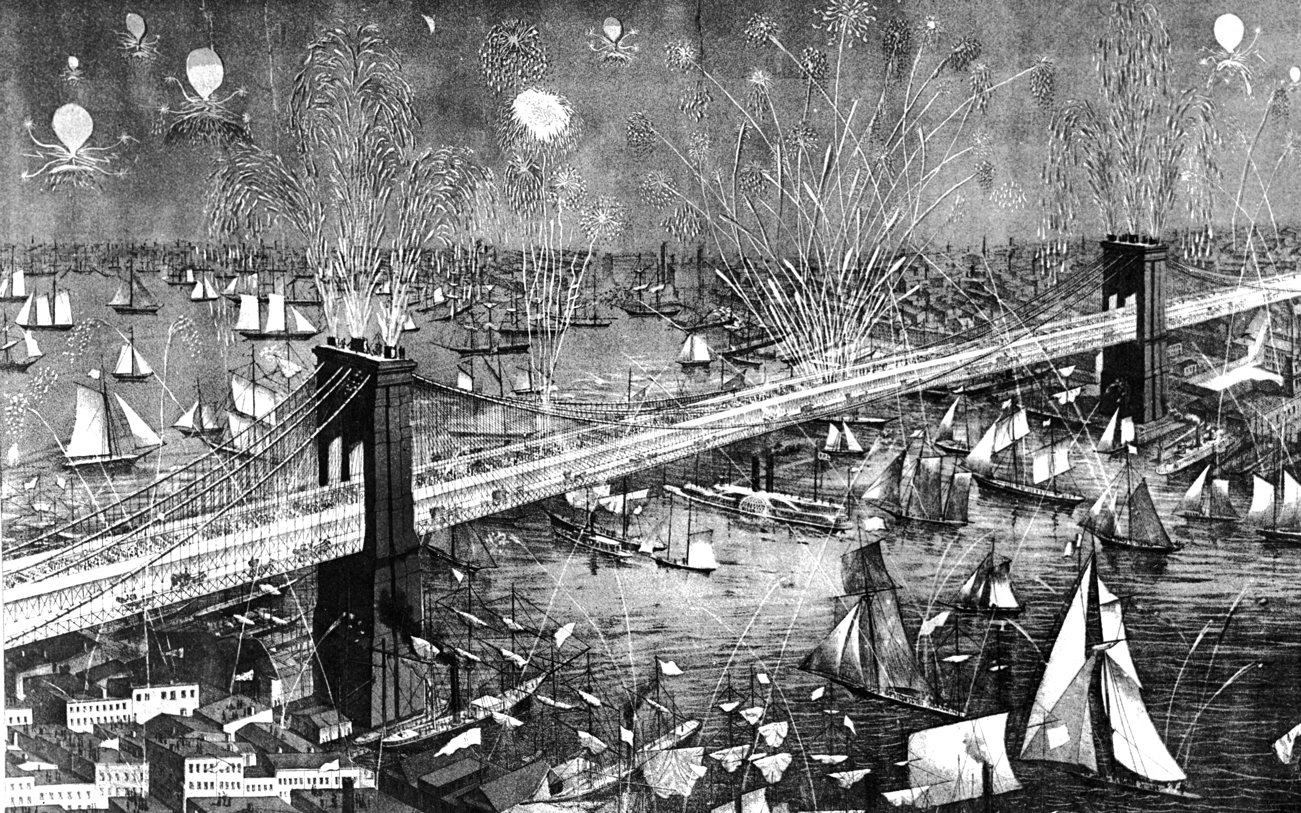 Celebrations for the grand opening of the bridge, May 24, 1883. Celebrations for the grand opening of the bridge, May 24, 1883.