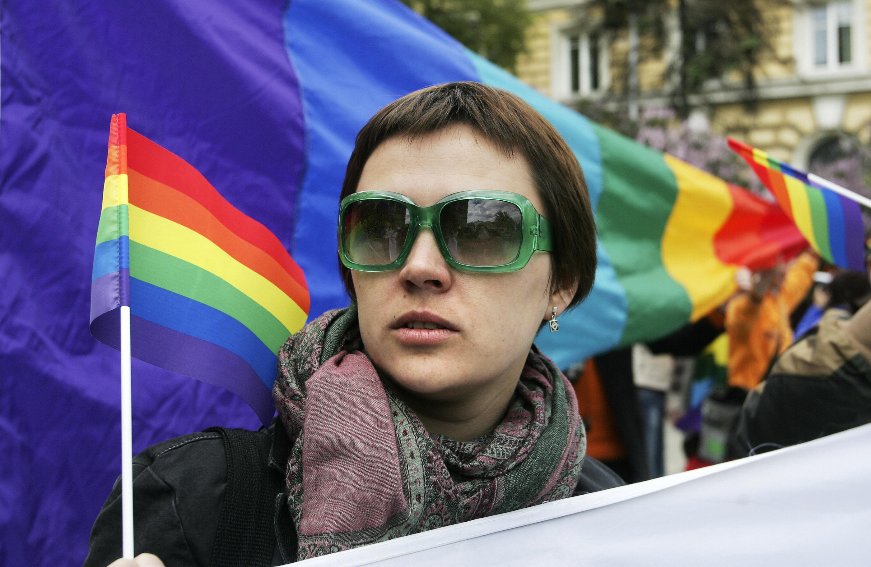 Russian gays defied a ban by city authorities. Russian gays defied a ban by city authorities.