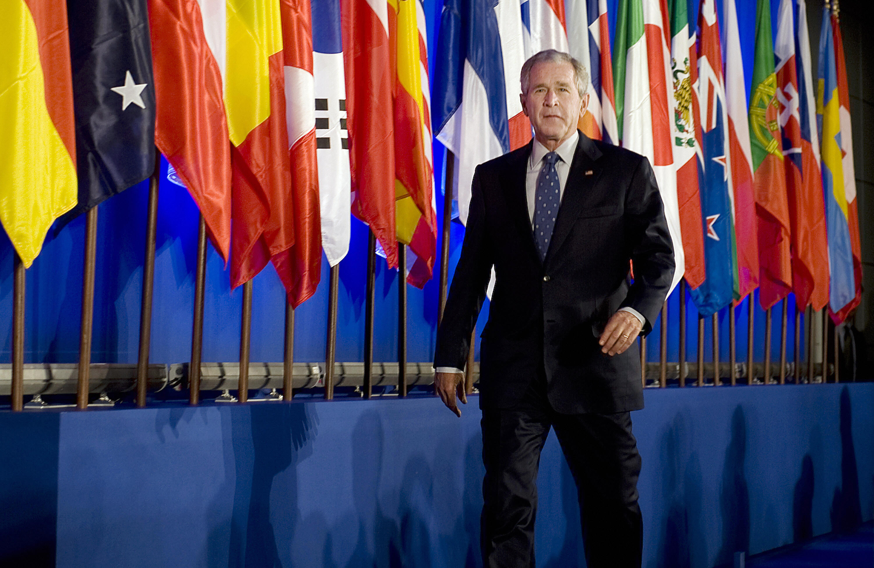 Bush delivers speech at Organization for Economic Co-Operation and Development (OECD) in Paris. Bush delivers speech at Organization for Economic Co-Operation and Development (OECD) in Paris.