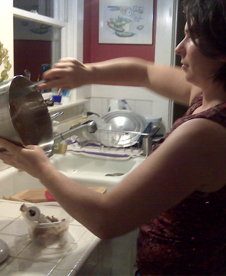 My friend mixing the batter. My friend mixing the batter.