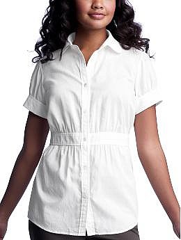 Solid banded-waist top