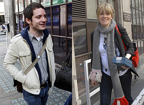 Elijah Wood and Edith Bowman Outside Radio One Studios in London
