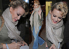 Kylie Minogue Arrives In Prague Ahead Of Her Concerts On Her KYLIEX2008 Tour