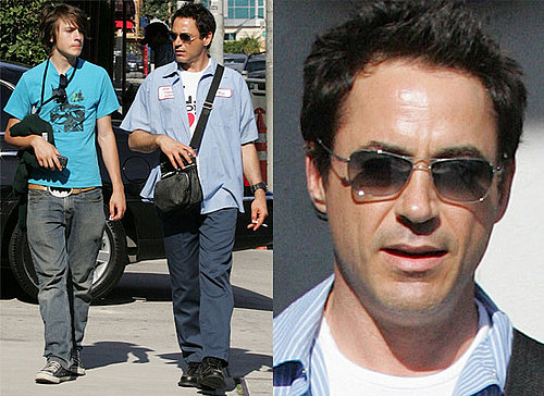 Iron Man aka Robert Downey Jr Out With Son Indio Dressed in Batman Printed Clothes