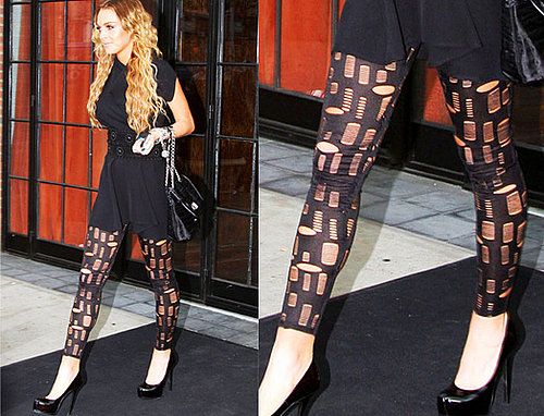 Lindsay Lohan in NYC in Torn Leggings, grungey, Intuition