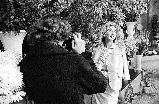 Dorian Leigh, posing for her sister and fellow model Suzy Parker, 1953.