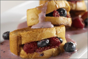Fresh Berry Stuffed French Toast with Vanilla Yogurt Sauce 