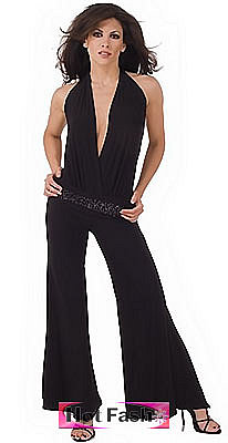 LIAISON Black Plunging Halter Jumper