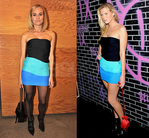 Diane Kruger and Alexandra Richards Wear Alexander Wang Stretch Turquoise Dress