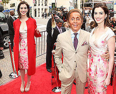 Anne Hathaway Helps Induct Valentino Into The Rodeo Drive Walk Of Style in a Floral Pink Dress and Red Coat Anne Hathaway Helps Induct Valentino Into The Rodeo Drive Walk Of Style in a Floral Pink Dress and Red Coat