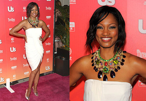 Actress Garcelle Beauvais-Nilon Attends Hot Hollywood Party Wearing White Dress and Jeweled Necklace