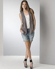 Long, Cuffed, Faded Denim Boyfriend Shorts