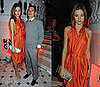 Miranda Kerr and Orlando Bloom Attend Cannes Film Festival, Miranda Wearing a Bright Orange Halter Dress
