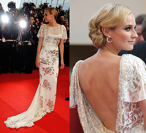 Diane Kruger Wears White and Silver Marchesa Gown to Inglourious Basterds Premiere at 2009 Cannes Film Festival