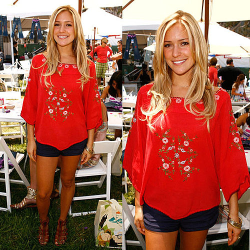 The Hills Star Kristin Cavallari in a Red Peasant Top and Shorts at A Time For Heroes Celebrity Carnival in LA