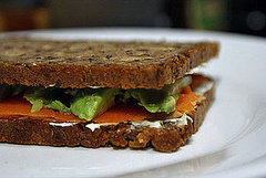Recipe For Smoked Salmon Sandwiches With Avocado and Wasabi Cream Cheese