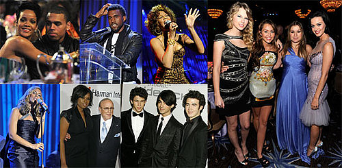 Photos of Rihanna, Chris Brown, Kelly Clarkson, Whitney Houston, Jonas Brothers, Kanye West at Clive Davis's Pre-Grammy Party