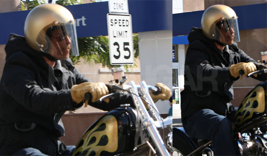 Brad Pitt Riding His Motorcycle