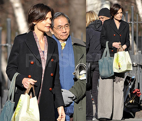 Photos of Katie Holmes on the Set of The Extra Man in New York