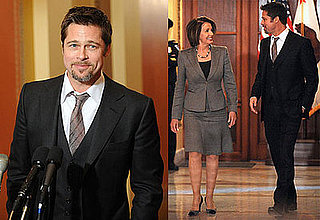 Photos of Brad Pitt and Speaker of the House Nancy Pelosi in Washington DC
