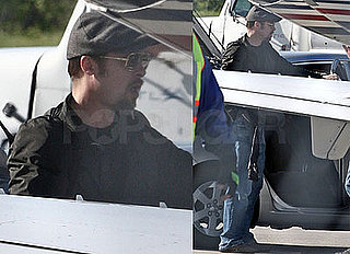 Photos of Brad Pitt Boarding a Flight in Louisiana