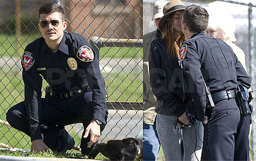Photos of Orlando Bloom Kissing Miranda Kerr on the Set of Main Street in North Carolina