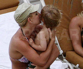 Slide Photo of Britney Spears Giving a Hug to Jayden James Spears Federline in the Bahamas